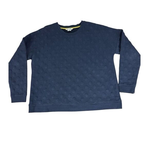 Boden Crewneck Sweatshirt Raised Polka Dots Size 14 Navy Blue - Picture 3 of 7